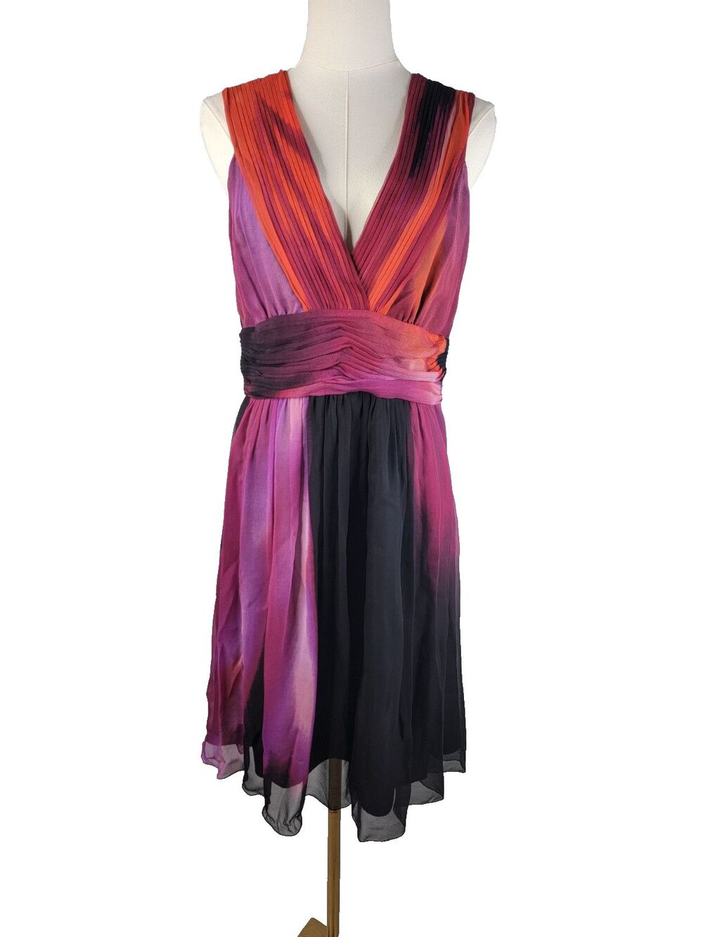 Vivienne Tame Watercolor Sleeveless 100% Silk Dress Size 2 Y2k Colorful